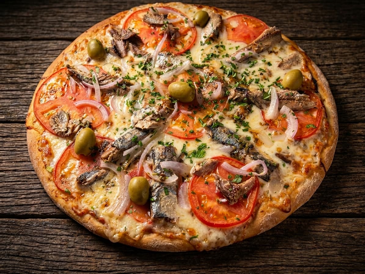 Sardina con tomate y cebolla